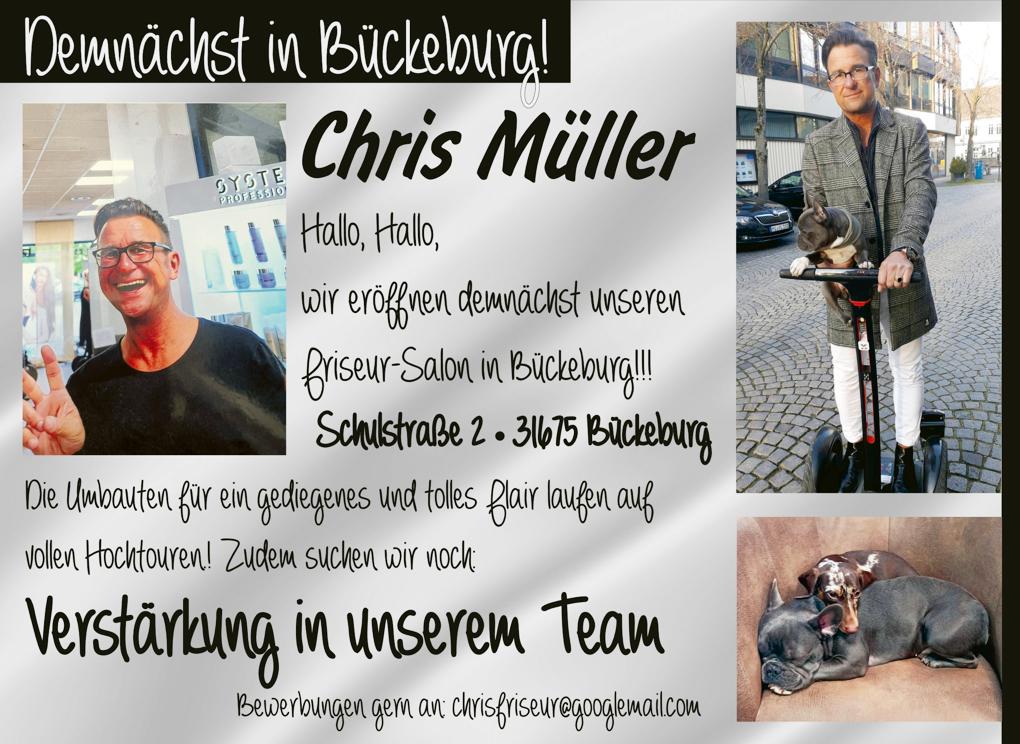 Stellenanzeige Friseur Chris Müller für Bückeburg Verstärkung im Team gesucht.